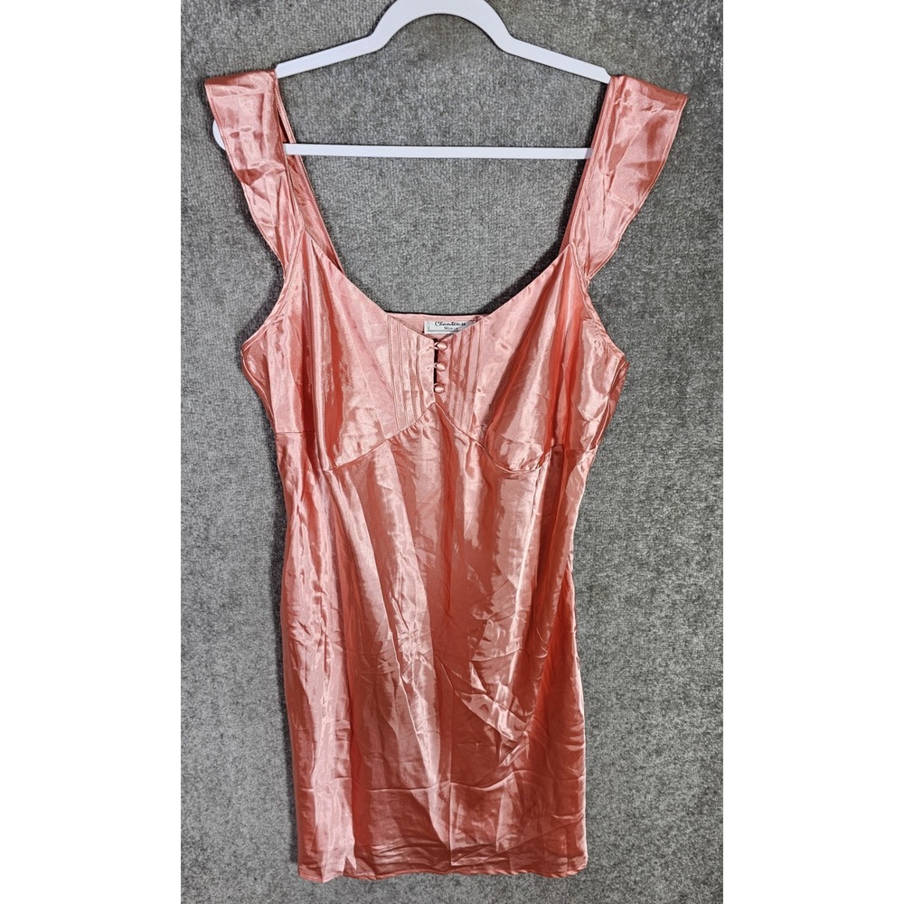Chanteuse Satin Slip Dress Nightgown Womens Size 1X Pink‎ Babydoll Romantic